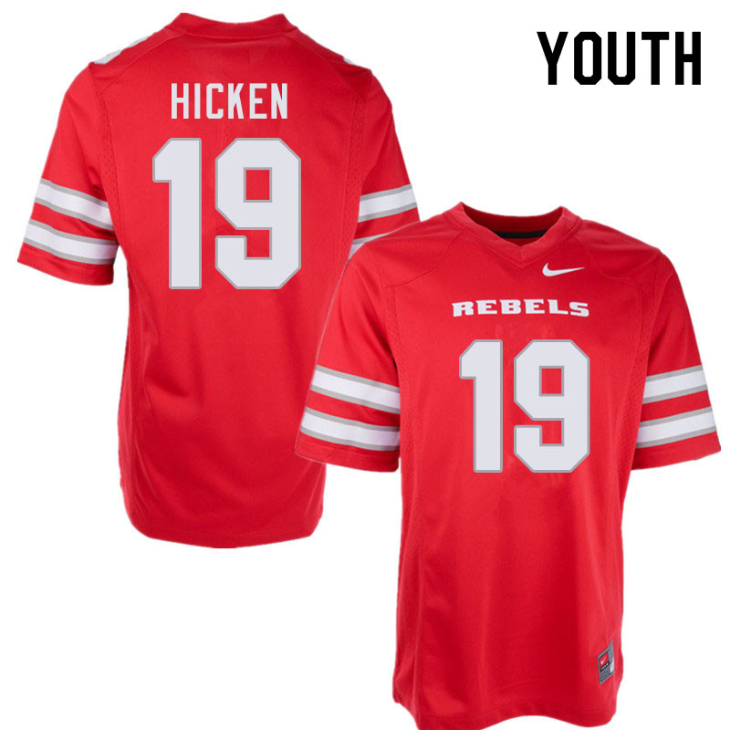 Youth #19 Hayes Hicken UNLV Rebels College Football Jerseys Sale-Red